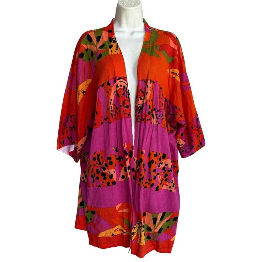 Chico's 3 Multicolor Sweater Cardigan Women's XL Floral Spring Casual Minimalist